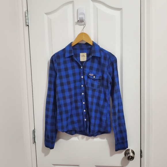 Hollister Blue Plaid Flannel Shirt